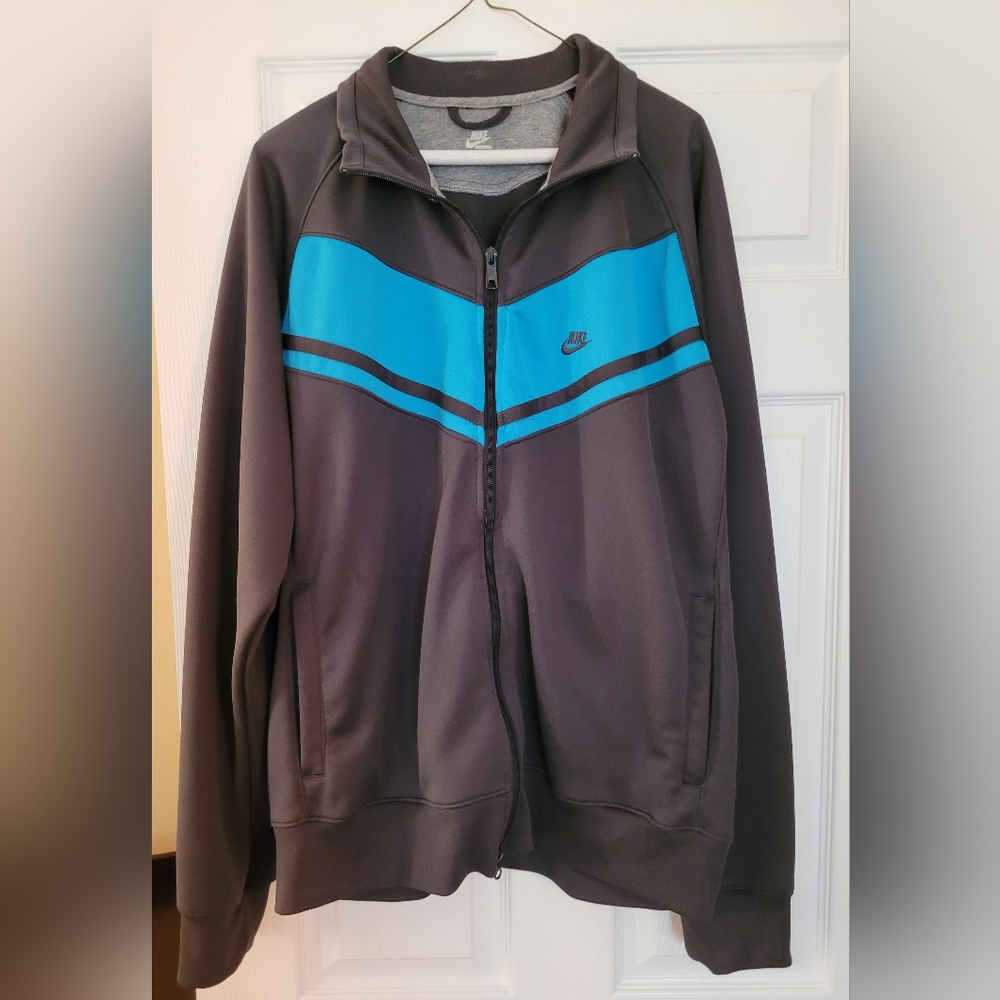 Nike Retro Charcoal and Teal Sweat/Track Jacket